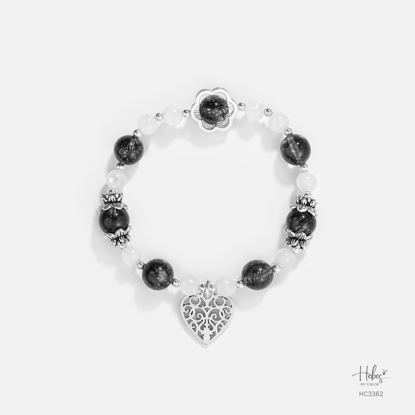 The Oasis Powerful Heart Black Rutilated Quartz Bracelet